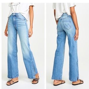 Mother The Hustler Sidewinder Slit Wide-Leg Jeans in A Side Of Rice And Beans
